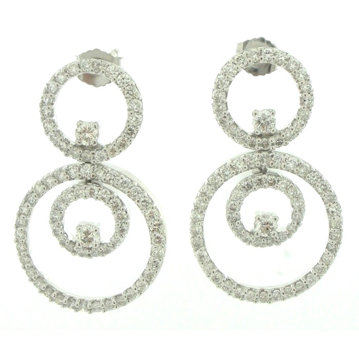Diamond Triple Circle Drop Earrings - z4902/984