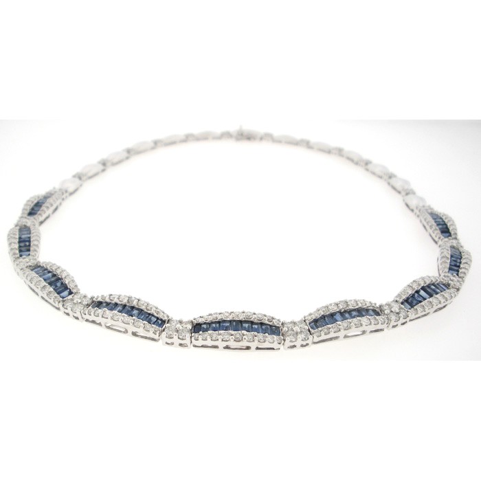 Gorgeous Sapphire And Diamond Necklace - z5150