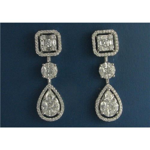 18k white gold Diamond Earrings s - E1004